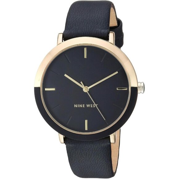 Women\'s Faux Leather Strap Black/Gold Tone Buckle Closure Crystal Lens Watch main image 5